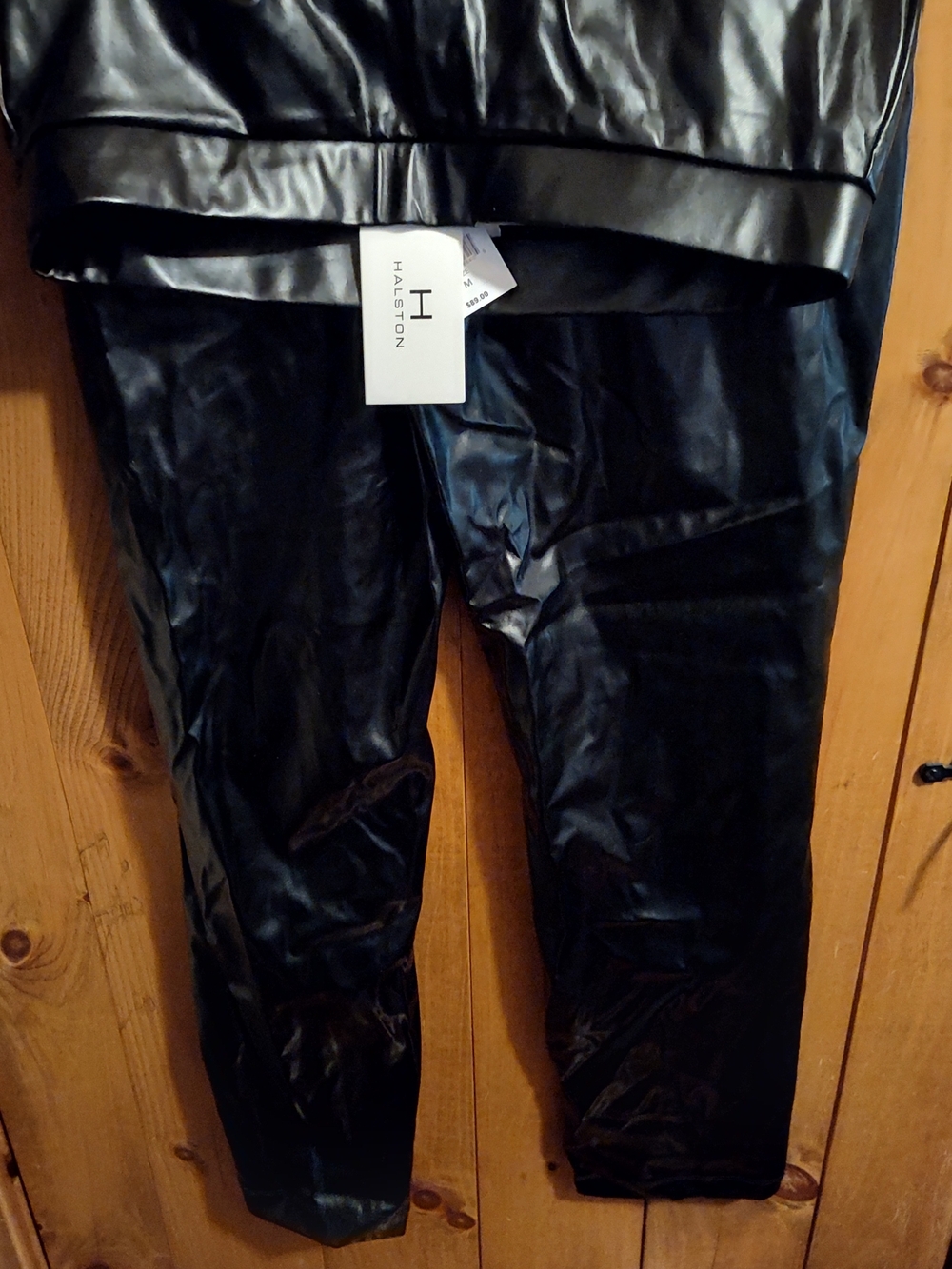 Halston Faux Leather Black Leggings